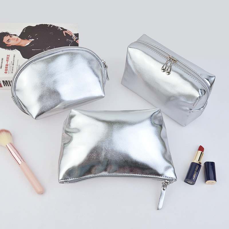 Silberleder -Leder Personalisierte Hautpflege -Make -up -Beutel